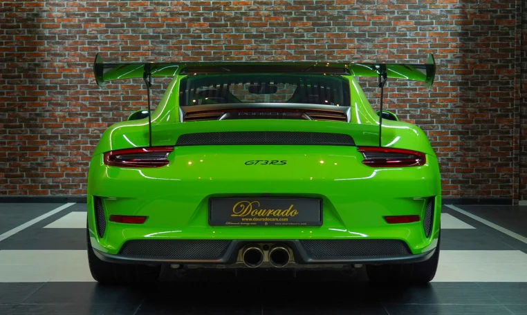 Porsche 911 GT3 RS in Green Super Car Dealership in Dubai