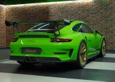 Porsche 911 GT3 RS in Green Luxury Car Dealership in Dubai