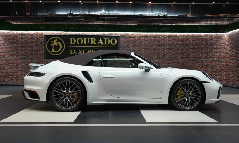 Porsche 911 Turbo S Cabriolet in white in UAE