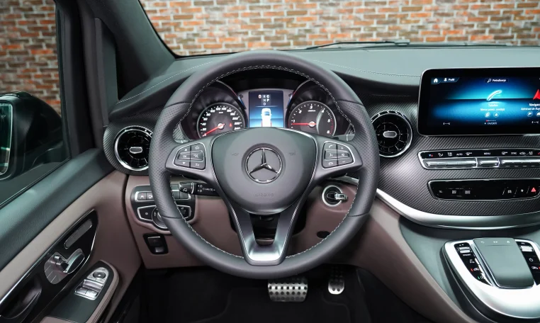 Mercedes-Benz V250 in Metalic Black Luxury Car Dealership in Dubai
