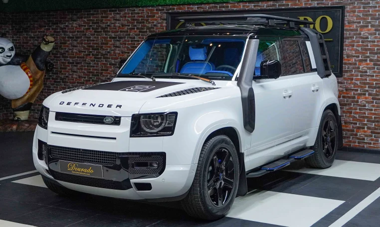 Buy Land Rover Defender 110 P400 SE in White Exotic Car in Dubai