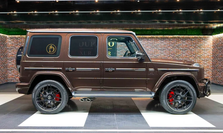 Mercedes g 63 AMG Double in Brown Car Dealership in UAE