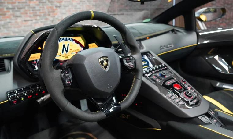 Lamborghini Aventador SV Roadster ONYX-SX Edition in yellow for sale in Dubai