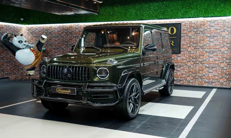Mercedes G 63 Double Night Package in Olive Green Car for Sale in Dubai