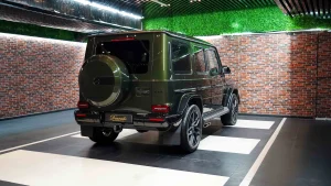 Mercedes G 63 Double Night Package in Olive Green Dealership in Dubai