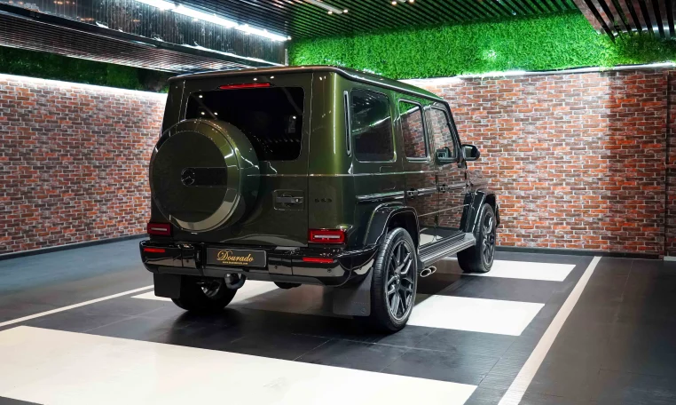 Mercedes G 63 Double Night Package in Olive Green Dealership in Dubai