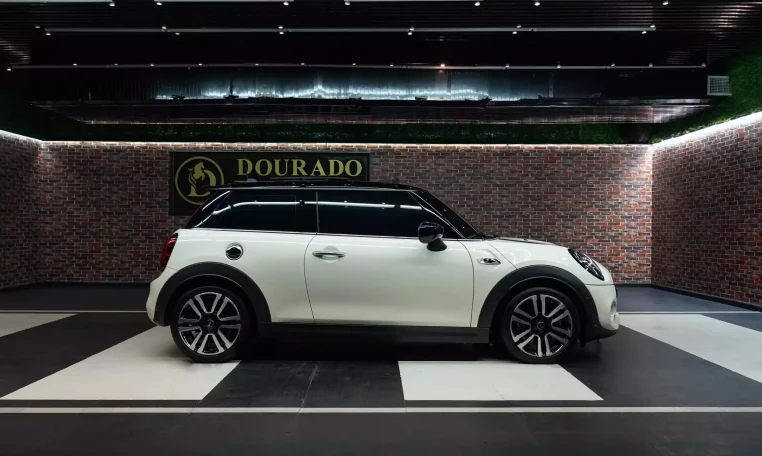 Mini Cooper S White and Brown Exterior