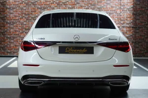 Mercedes S 580 4MATIC in White Dealership in Dubai UAE