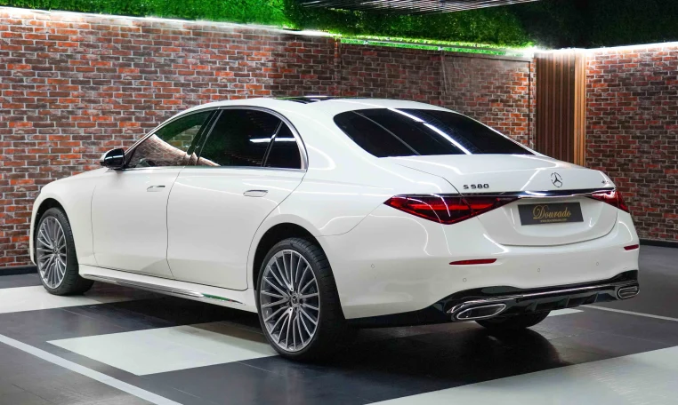 Mercedes S 580 4MATIC in White Car Dealership in Dubai