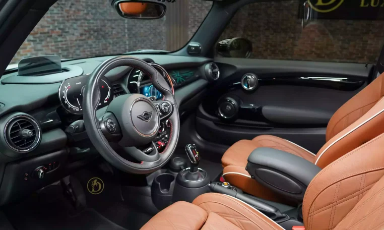 Mini Cooper S White and Brown Exterior