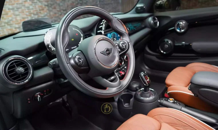 Mini Cooper S White and Brown Exterior