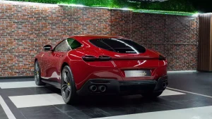 Ferrari Roma in Red Car Dealership in Dubai