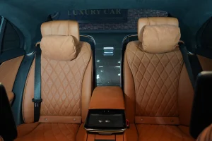 Mercedes S 500 in White Luxury Car Dealership in Dubai