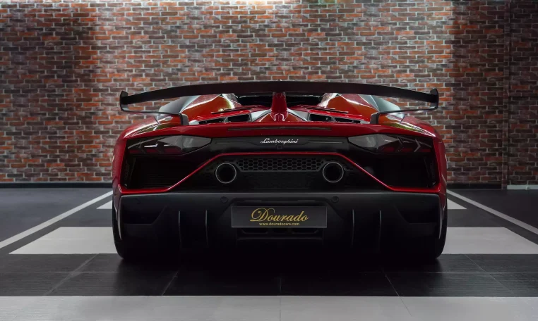 Lamborghini Aventador SVJ Roadster in Red Dealership in UAE