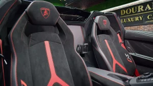 Lamborghini Aventador SVJ Roadster in Red Super Car Dealership in Dubai