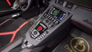 Lamborghini Aventador SVJ Roadster in Red Exotic Car Dealership in Dubai