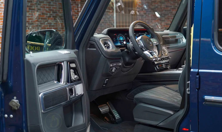 Mercedes G 63 AMG in Blue Luxury Car Dealership in UAE