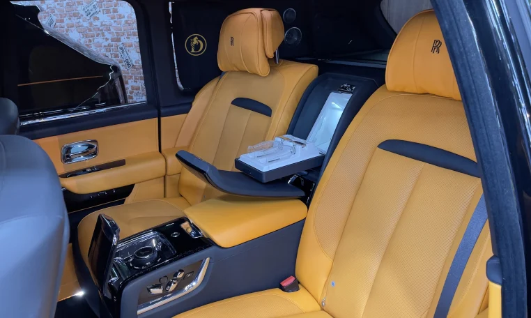 Rolls Royce Cullinan in Black Luxury Car Dealership in Dubai