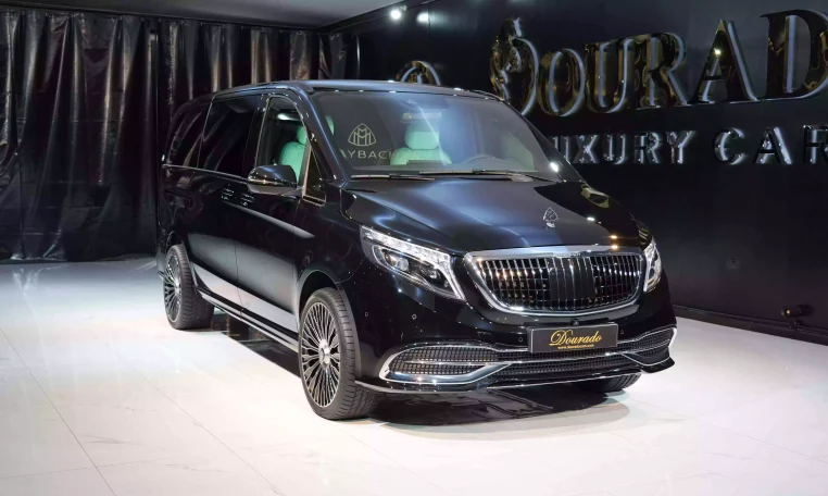 Maybach V Class Long Wheelbase in Obsidian Black & Interior Tiffany Blue for sale Dubai