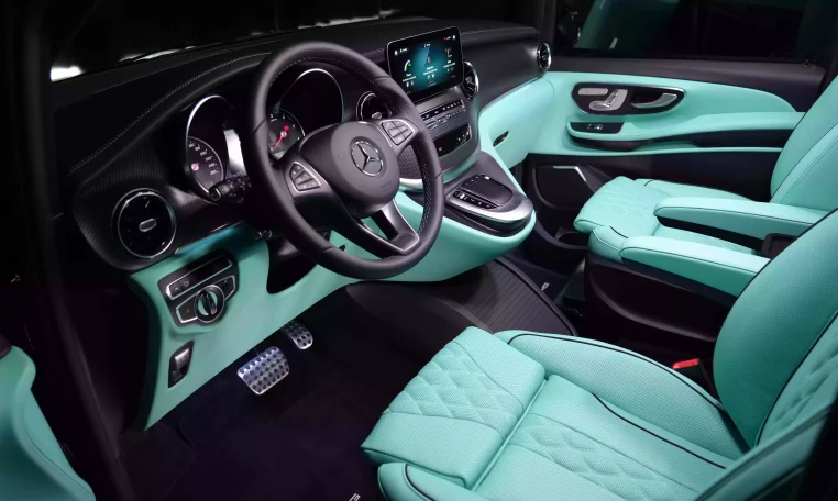 Maybach V Class Long Wheelbase in Obsidian Black & Interior Tiffany Blue exotic mini van for sale