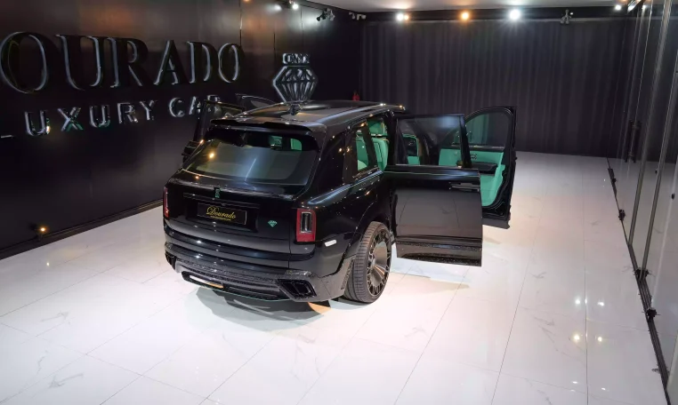 Rolls Royce Cullinan Onyx Concept in Diamond Black & Interior Mint Green Dealership in Dubai