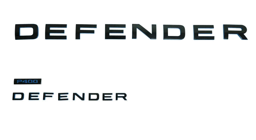Land Rover Defender Black and Blue Hood + Tail badge Letters for sale in dubai-1