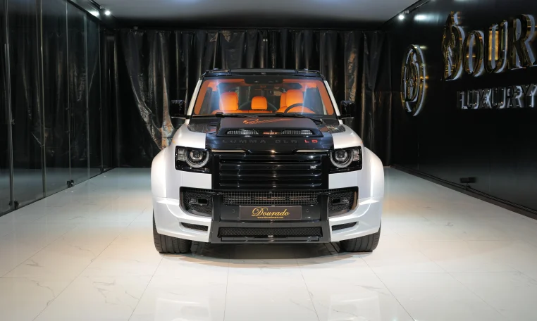 Land Rover Defender 110 P400 X Edition Lumma CLR LD in Hakuba Silver & Narvik Black in Dubai