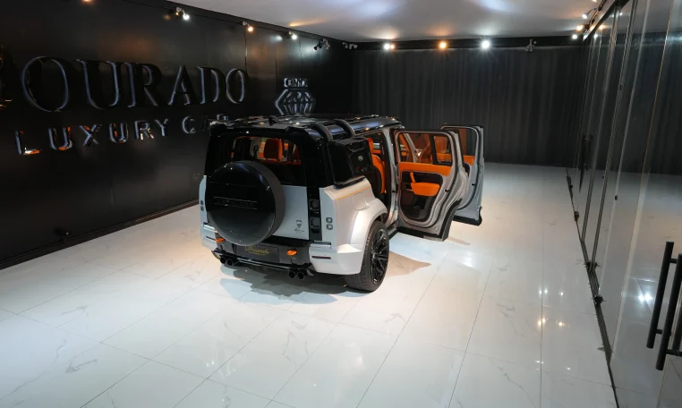 Land Rover Defender 110 P400 X Edition Lumma CLR LD Car in Hakuba Silver & Narvik Black Luxury Car for sale in Dubai
