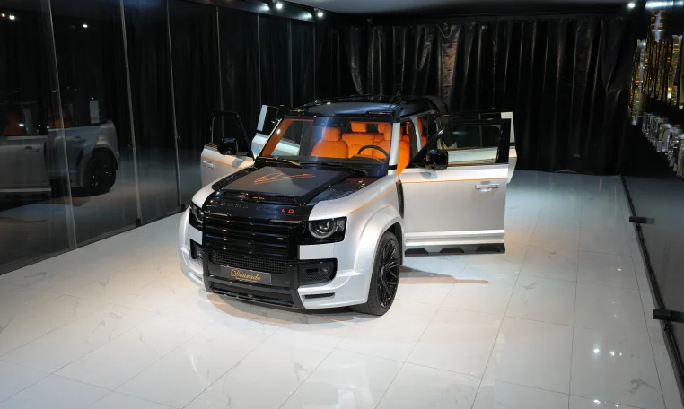 Buy Land Rover Defender 110 P400 X Edition Lumma CLR LD Car in Hakuba Silver & Narvik Black Luxury Car in Dubai